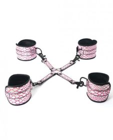 Spartacus Faux Leather Wrist, Ankle Restraints &amp; Hog Tie Pink