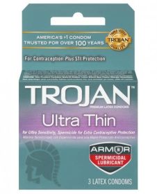 Trojan Ultra Thin Armor Spermicidal Condoms 3 Pack