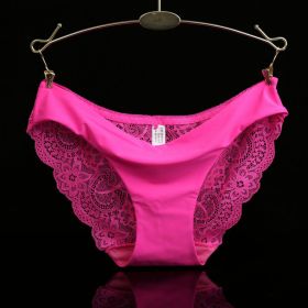 Lace ladies low waist briefs (Option: Rose red-L)