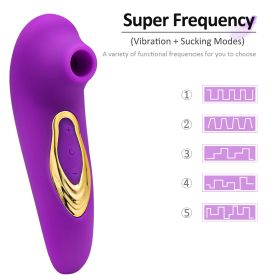 10 sucking and vibration modes; Automatic Women Vibrate Powerful Thrust-in G Vibrate Adult Toy for Women Pleasure Inch Smooth Bendable Silicone Wand (Color: Purple)